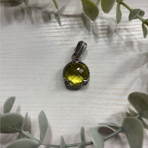 Judith Ripka Elegant Champagne Quartz Pendant with 3 Bezel Set Rhodolite Stones